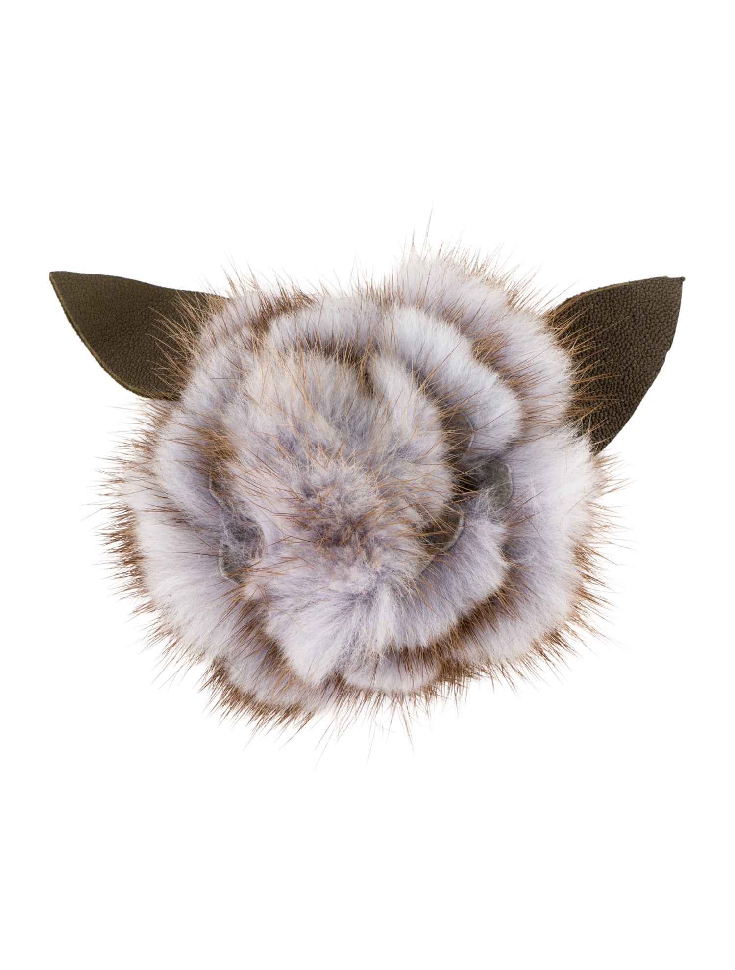 Cacharel Mink & Leather Flower Brooch