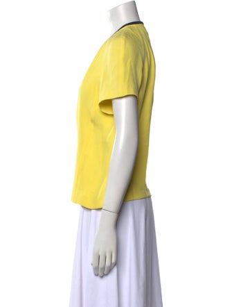 Cacharel Silk Crew Neck Button-Up Top