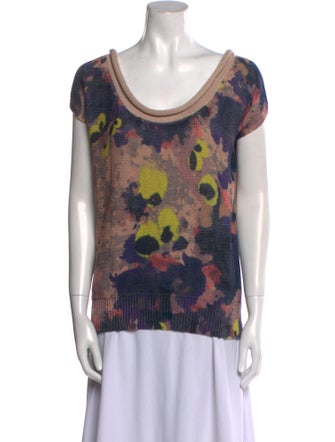 Cacharel Floral Print Scoop Neck Sweater
