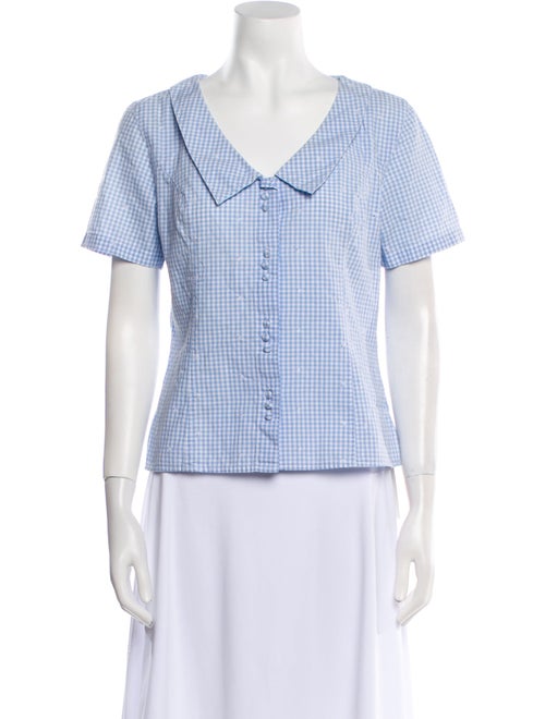 Cacharel Chambray V-Neck Button-Up Top