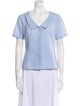 Cacharel Chambray V-Neck Button-Up Top