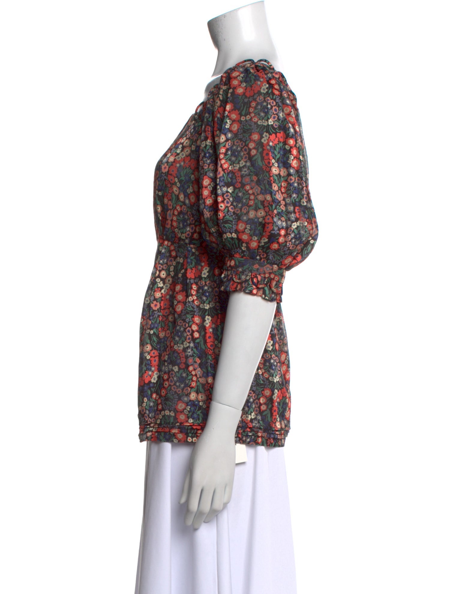 Cacharel Floral Print Square Neckline Blouse