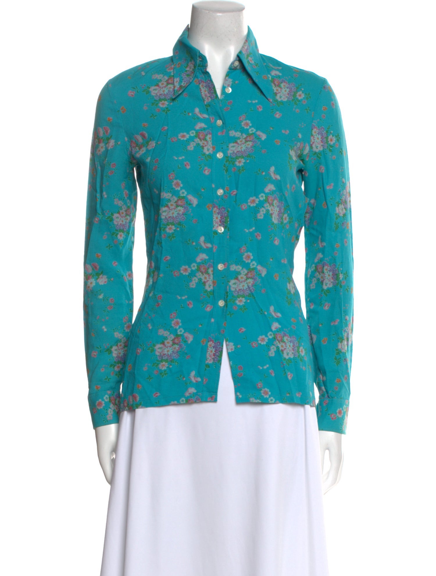 Cacharel Floral Print Long Sleeve Button-Up Top