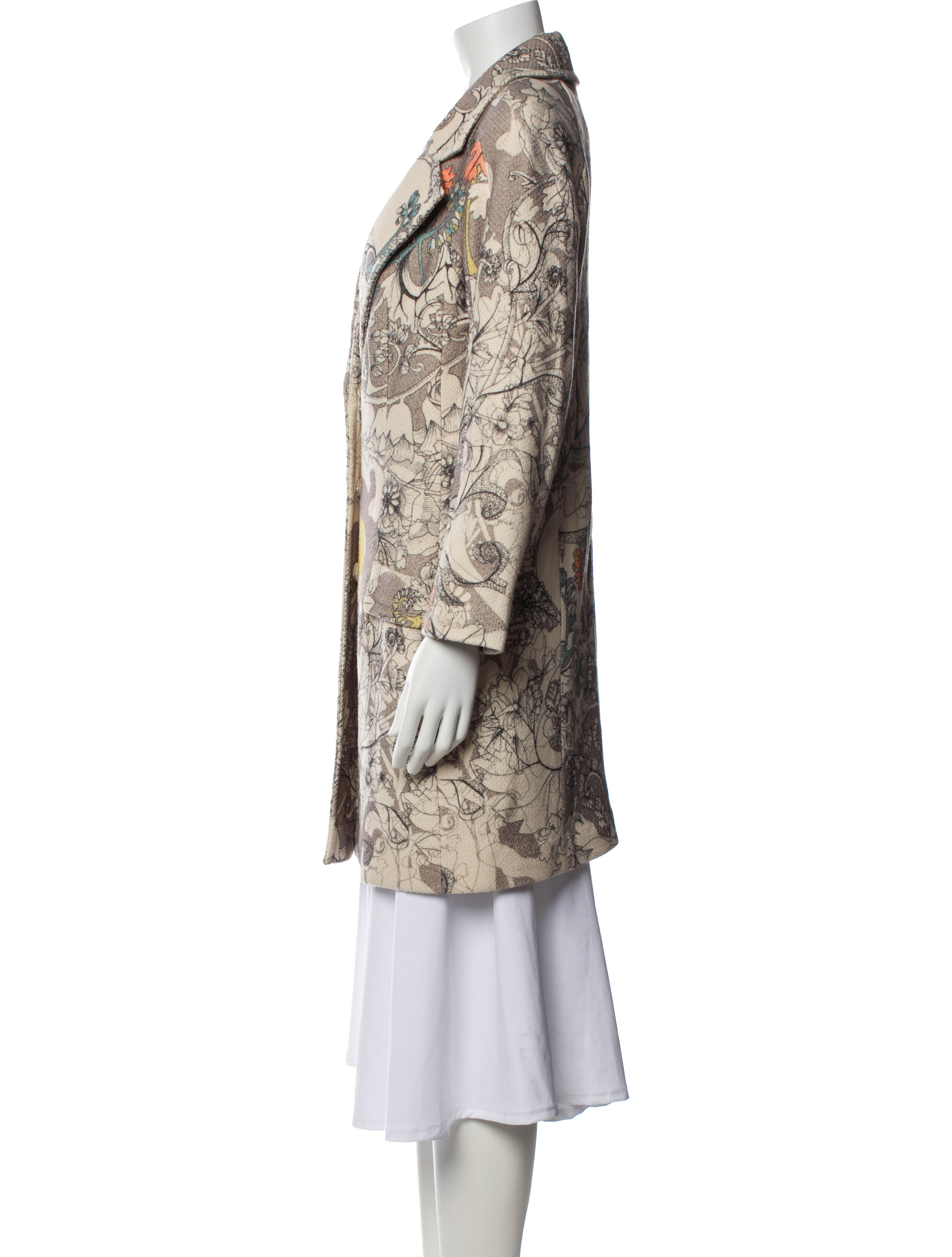 Cacharel Virgin Wool Floral Print Coat