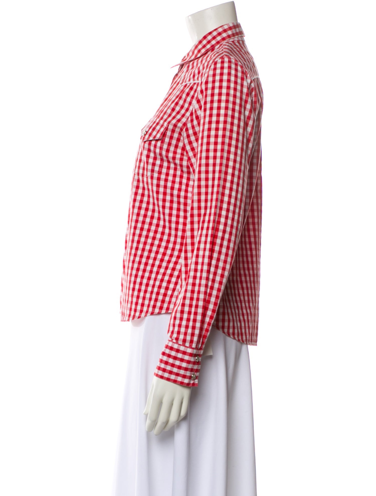 Cacharel Plaid Print Long Sleeve Blouse