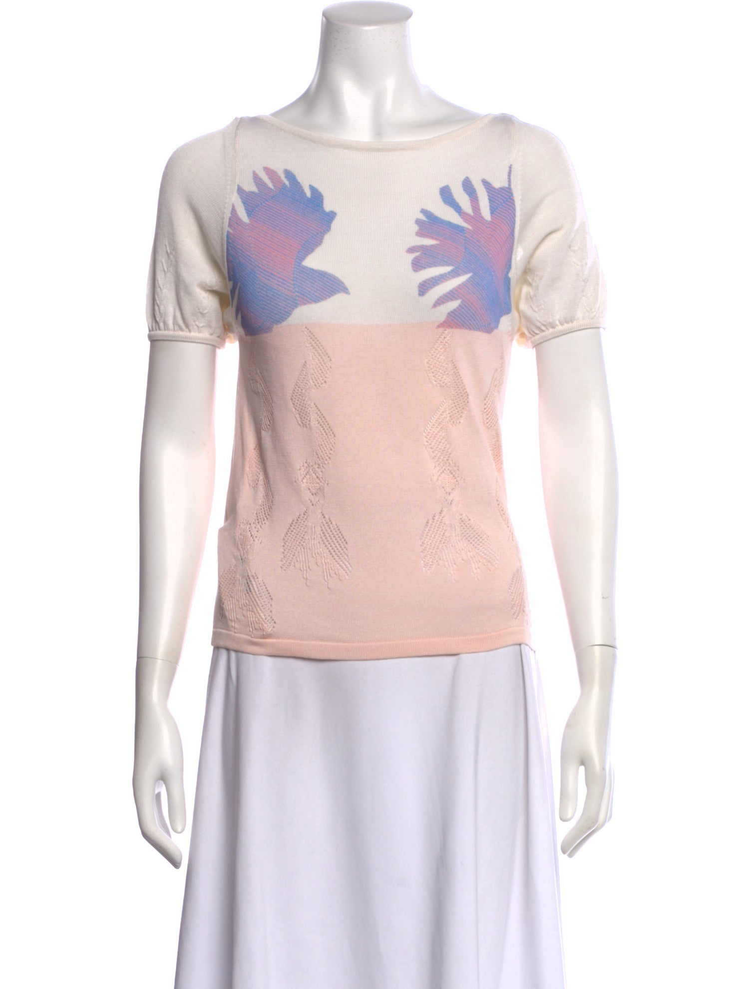 Cacharel Silk Graphic Print Top w/ Tags