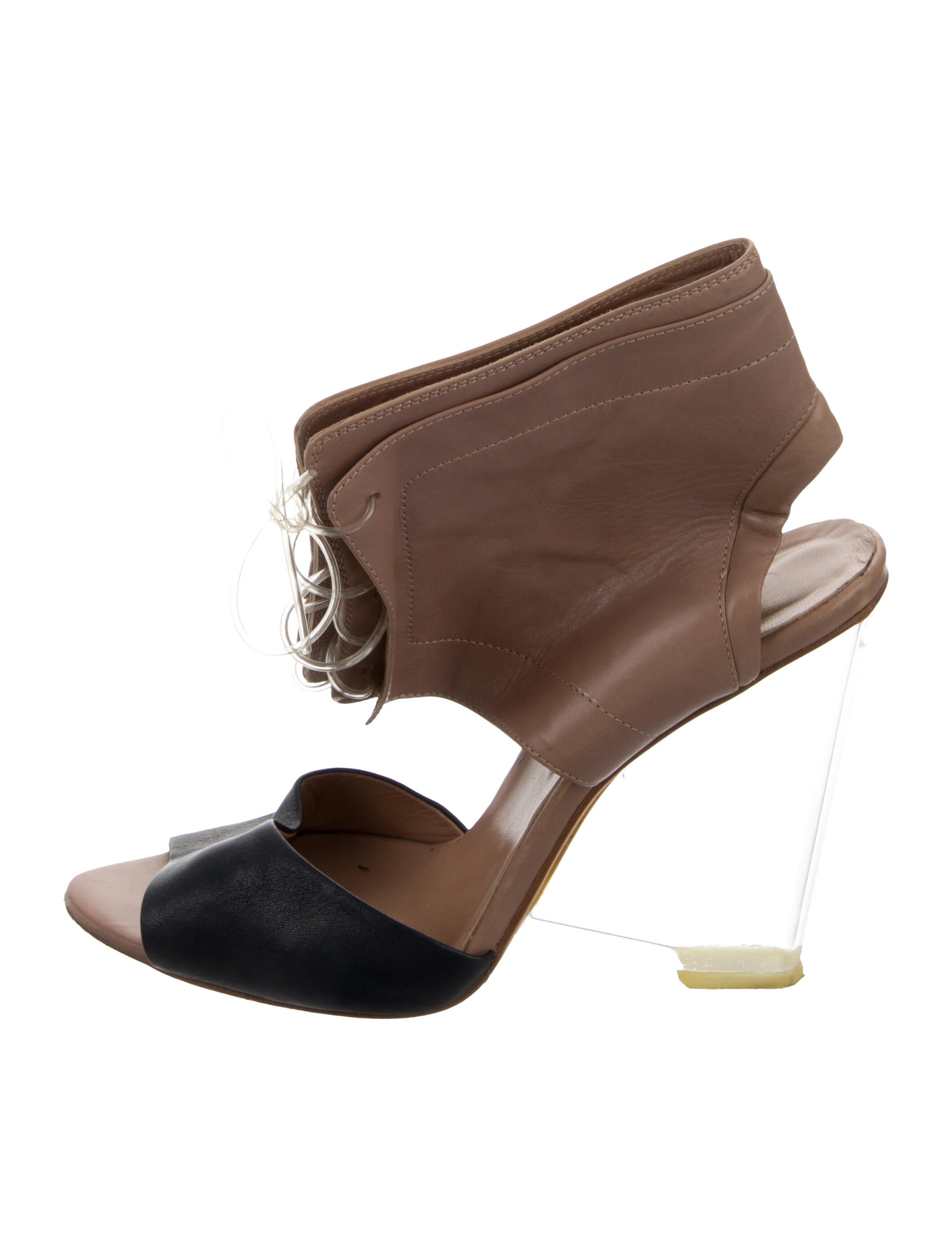 Cacharel Leather Colorblock Pattern Slingback Sandals