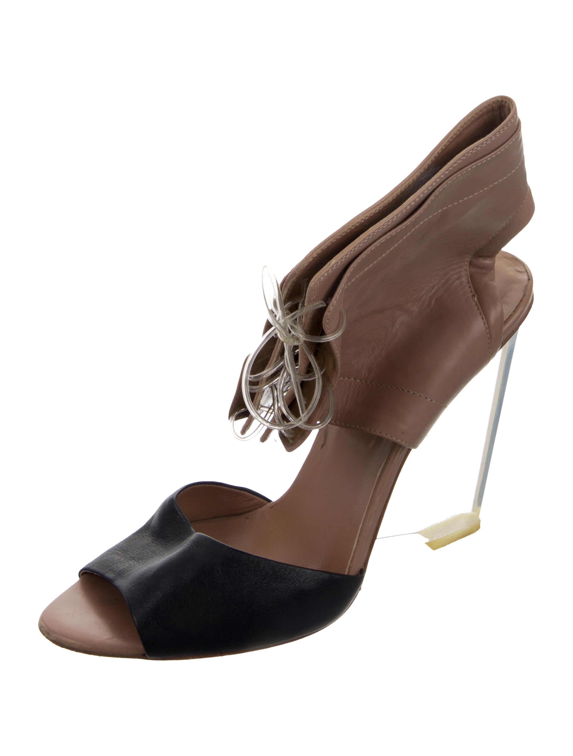 Cacharel Leather Colorblock Pattern Slingback Sandals