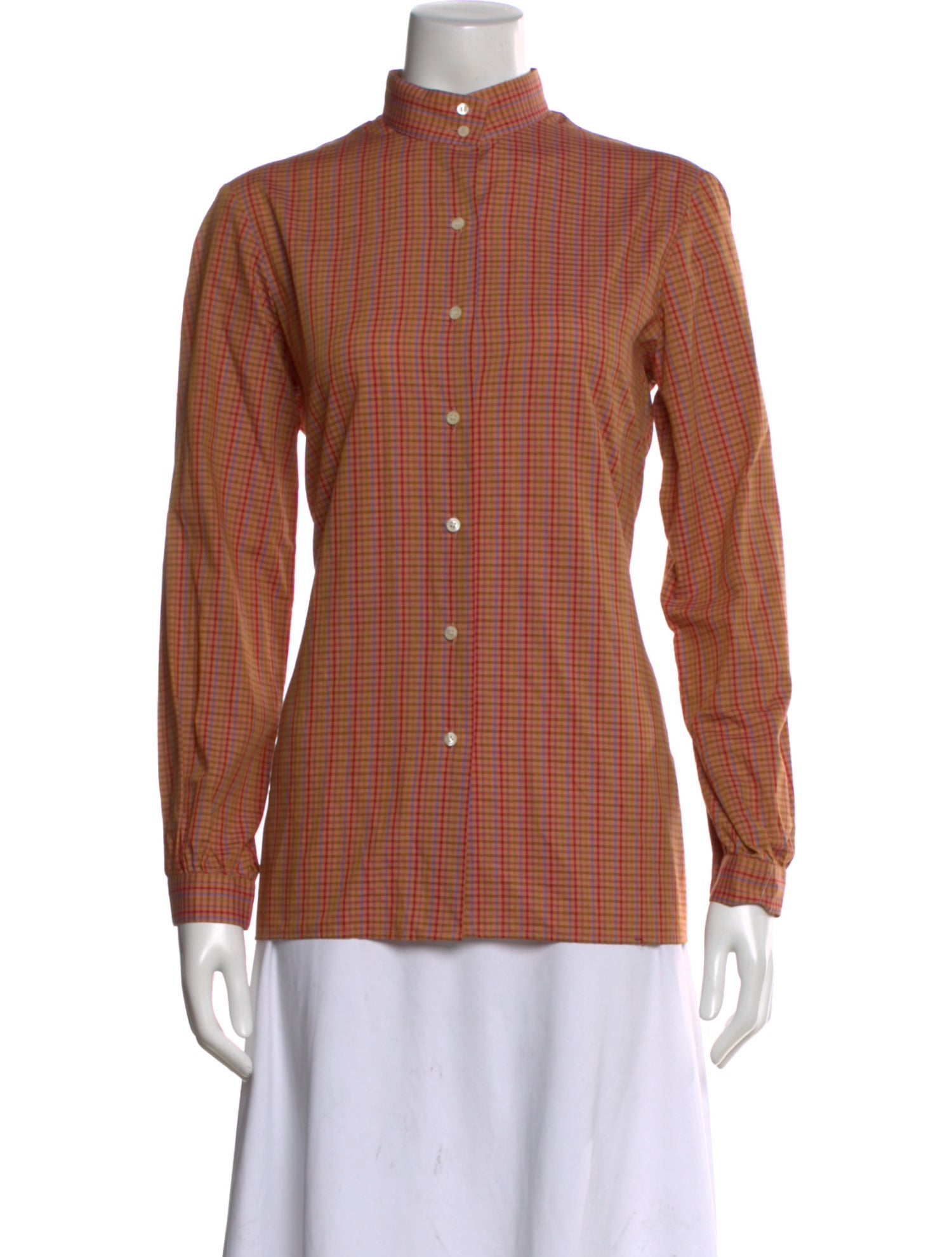 Cacharel Plaid Print Long Sleeve Blouse w/ Tags