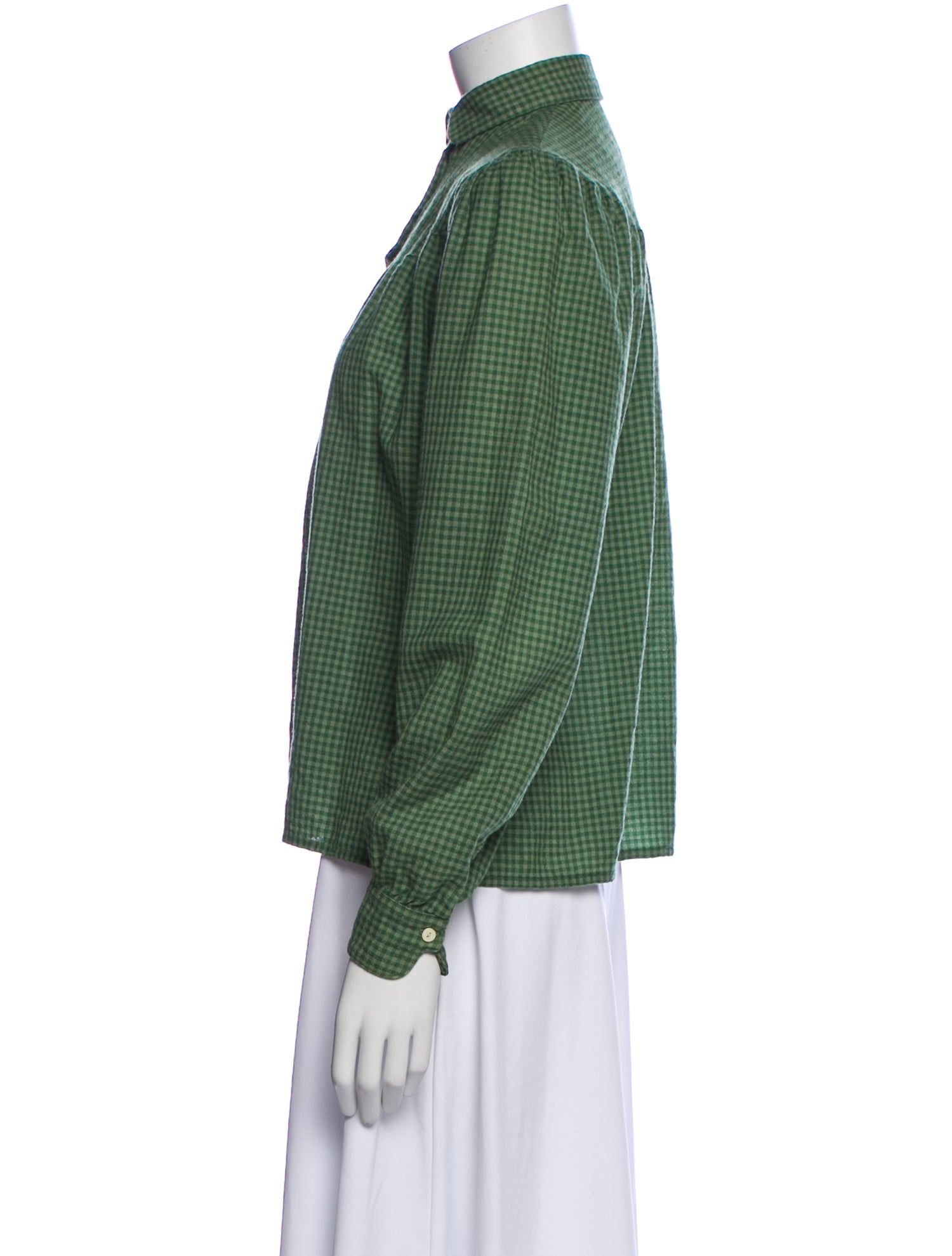 Cacharel Escorial Wool Plaid Print Blouse
