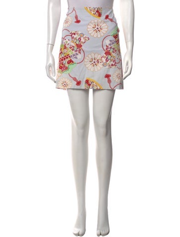 Pre-owned Cacharel Floral Print Mini Skirt In Neutrals