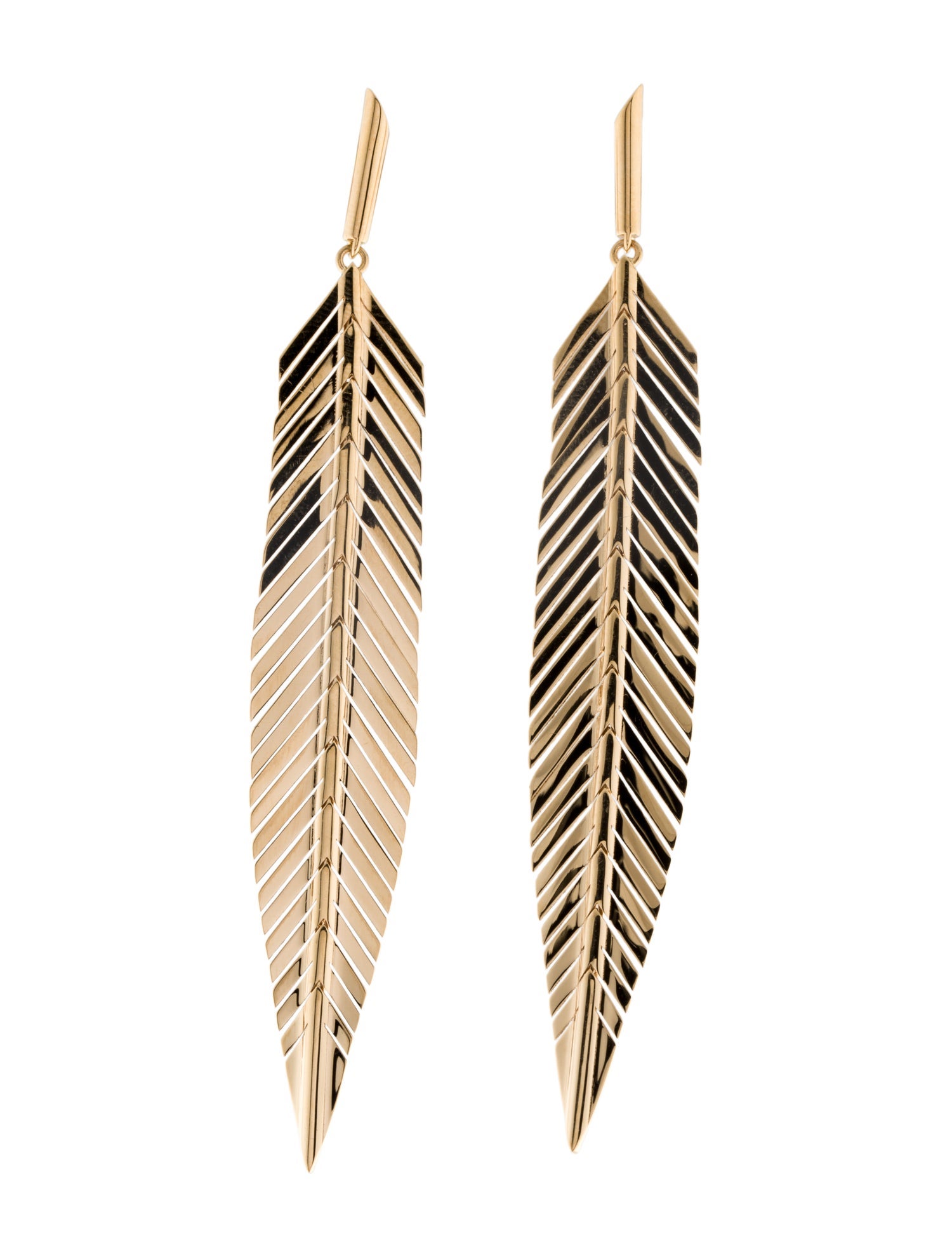 Cadar 18K Medium Feather Drop Earrings