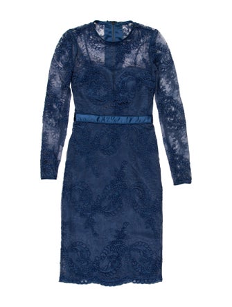 Catherine Deane Lace Pattern Knee-Length Dress Blue Dresses