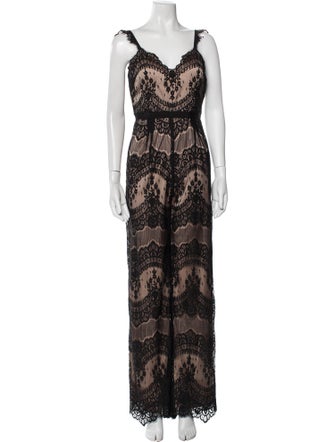 Catherine Deane Lace Pattern V-Neck Jumpsuit