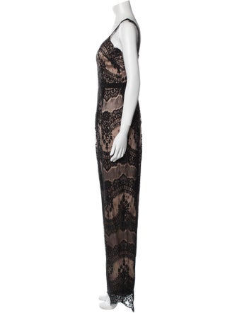 Catherine Deane Lace Pattern V-Neck Jumpsuit