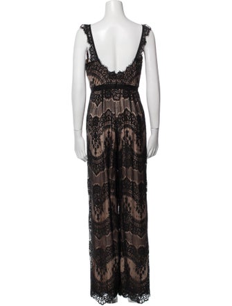Catherine Deane Lace Pattern V-Neck Jumpsuit
