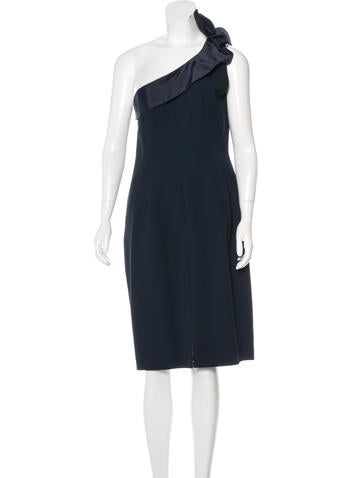 Carmen Marc Valvo Ruffled One-Shoulder Dress