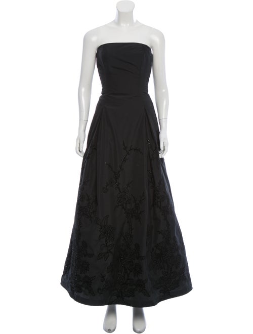Carmen Marc Valvo Beaded Evening Gown Black
