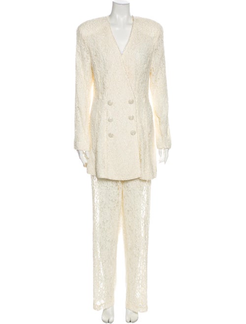 Carmen Marc Valvo Vintage Lace Pattern Pant Set