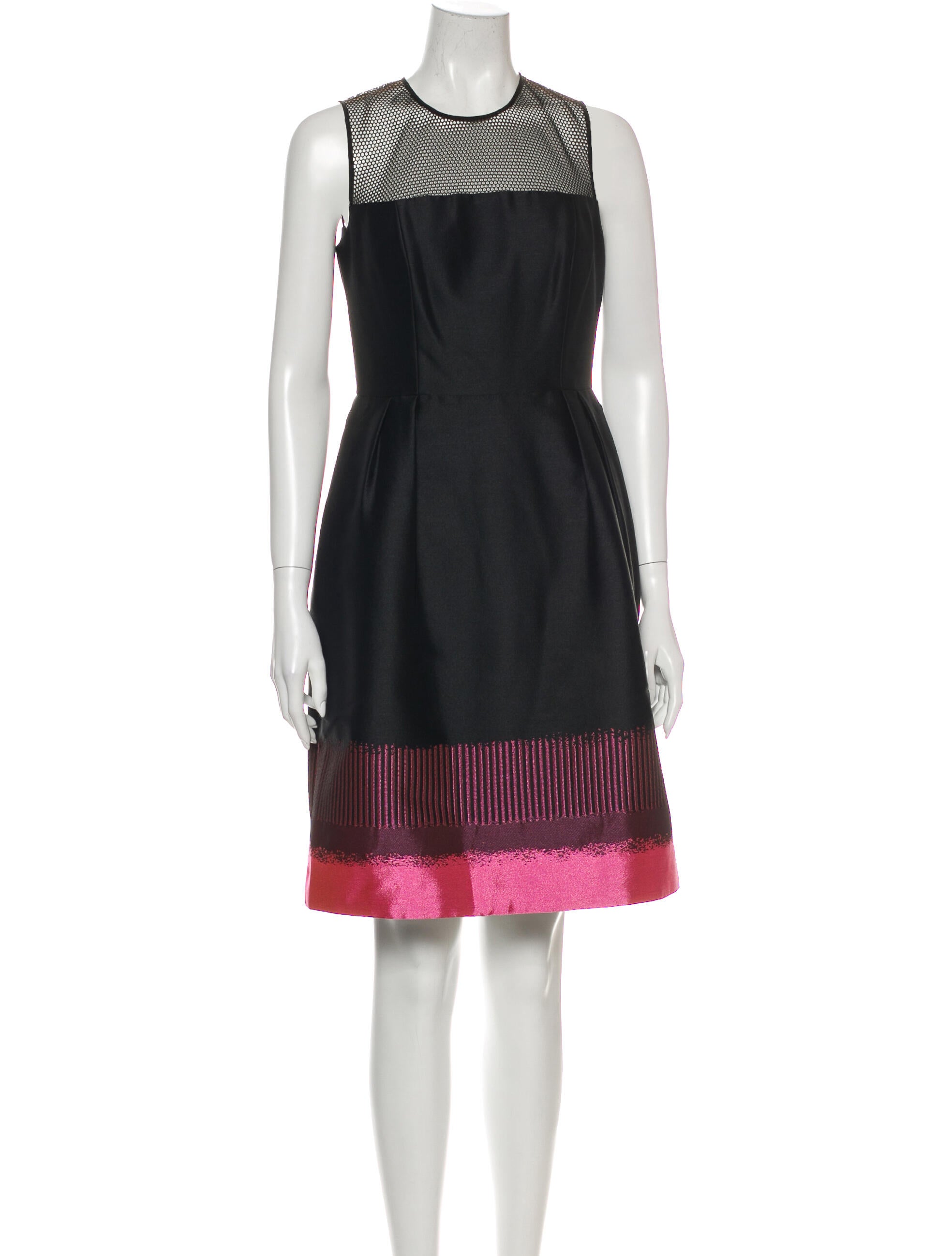 Carmen Marc Valvo Crew Neck Knee-Length Dress