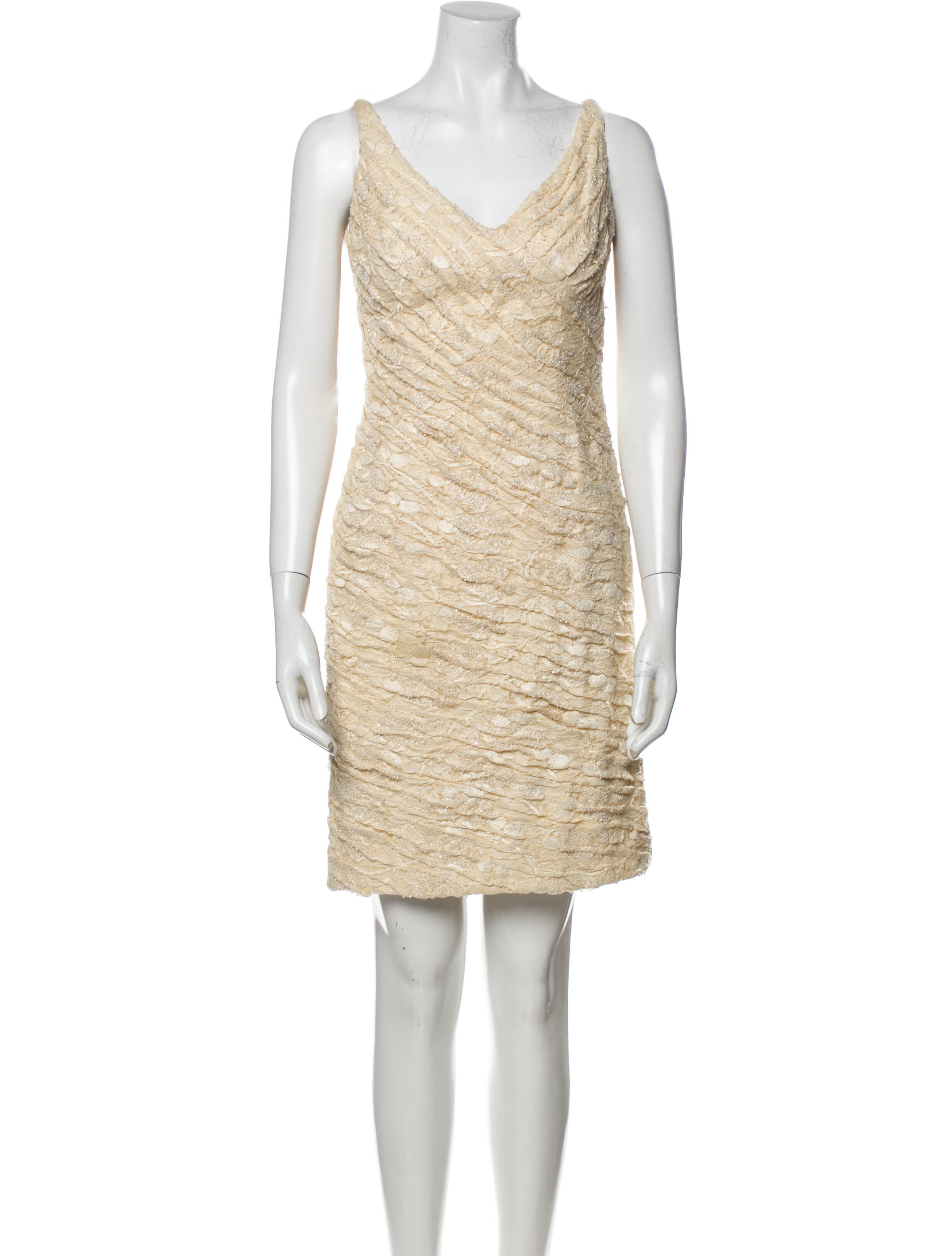 Carmen Marc Valvo V-Neck Mini Dress