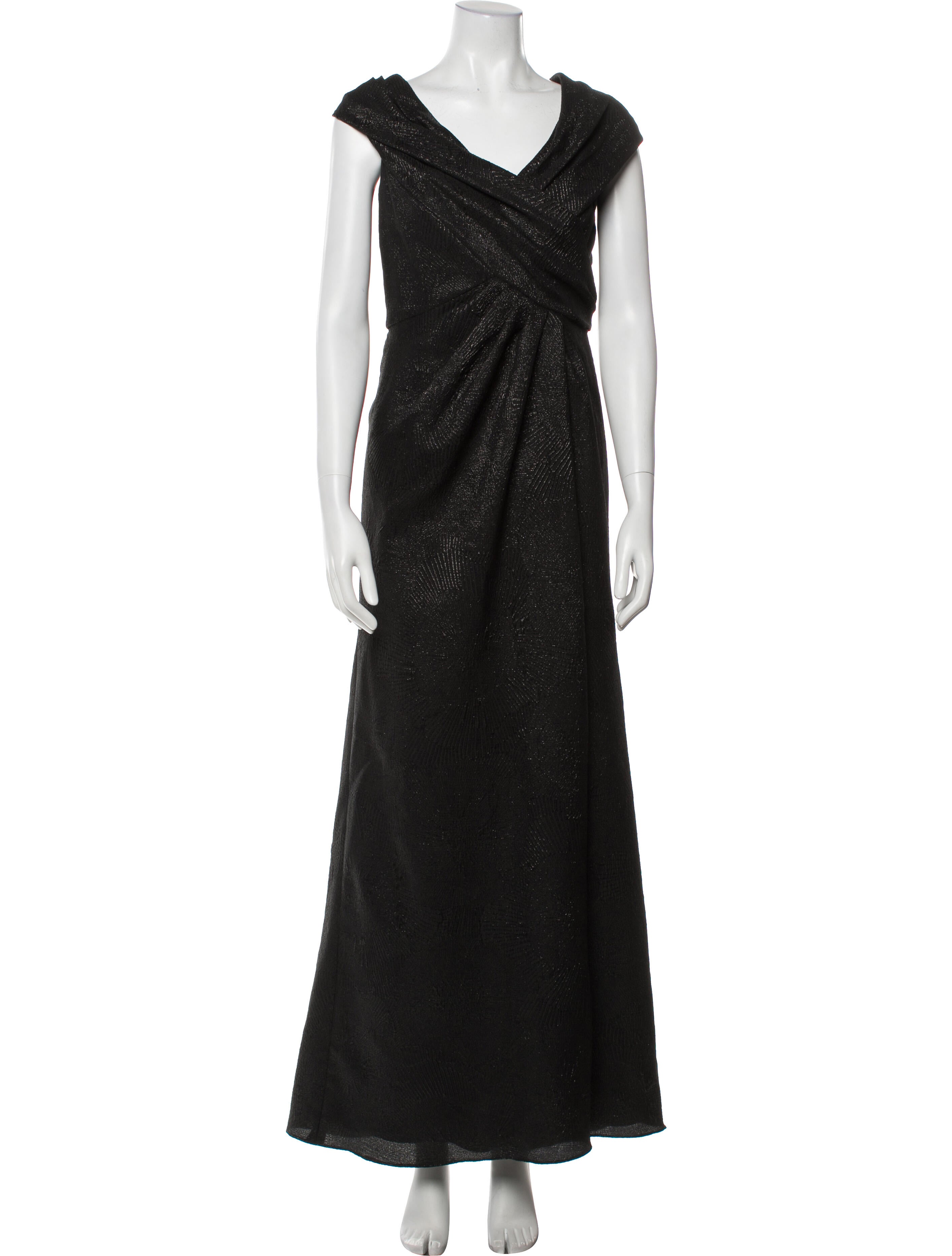 Carmen Marc Valvo V-Neck Long Dress