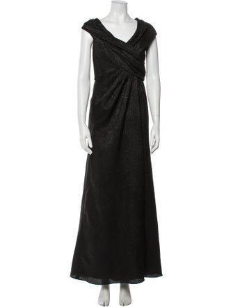 Carmen Marc Valvo V-Neck Long Dress