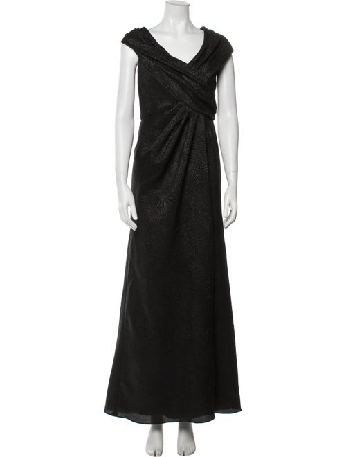 Carmen Marc Valvo V-Neck Long Dress