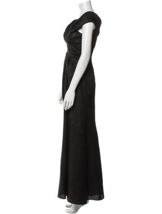 Carmen Marc Valvo V-Neck Long Dress