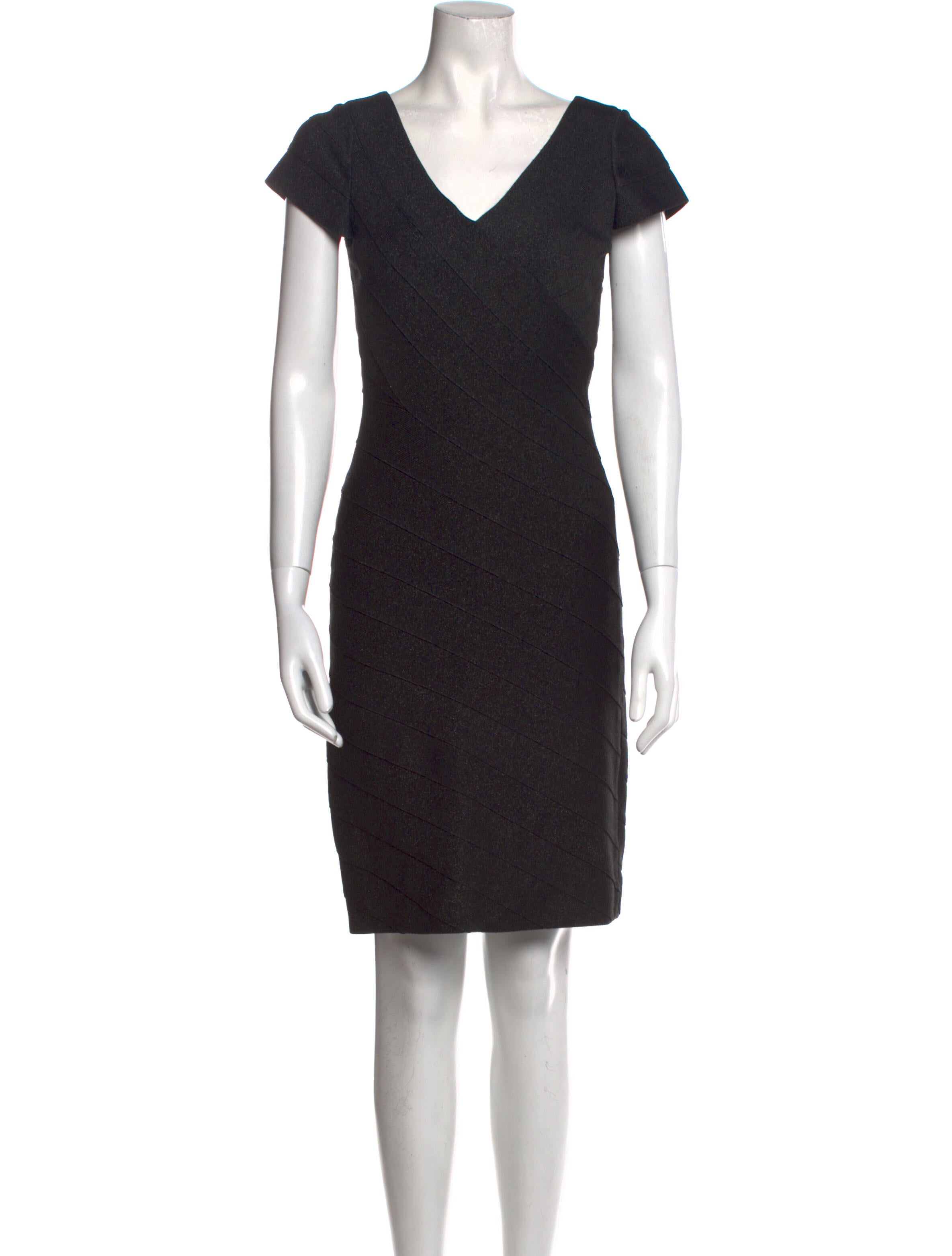 Carmen Marc Valvo V-Neck Knee-Length Dress