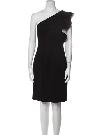Carmen Marc Valvo One-Shoulder Knee-Length Dress
