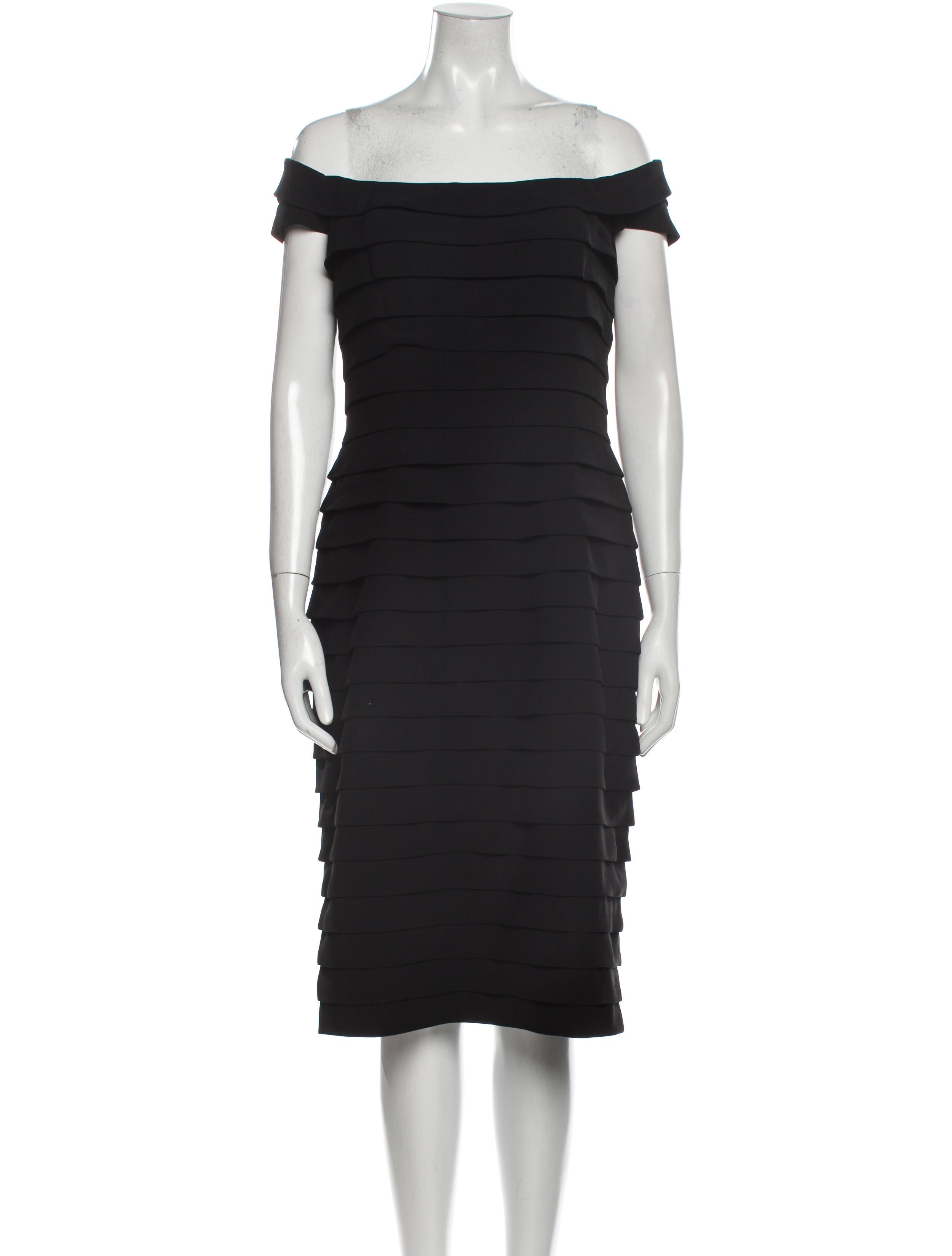 Carmen Marc Valvo Off-The-Shoulder Midi Length Dress