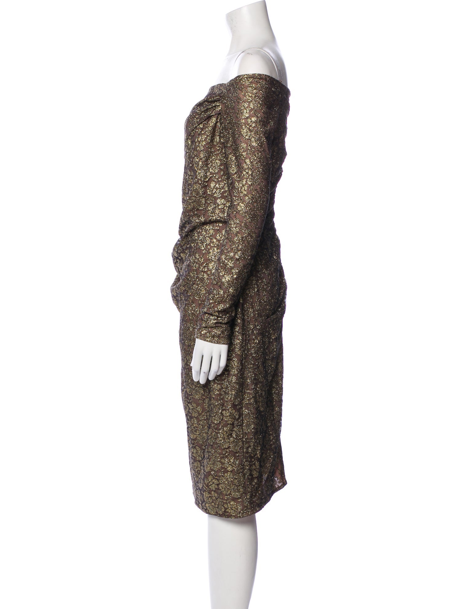 Carmen Marc Valvo Off-The-Shoulder Knee-Length Dress w/ Tags - Gold Dresses, Clothing - CAE34511 | The RealReal Carmen Marc Valvo Off-The-Shoulder Knee-Length Dress w/ Tags - Gold Dresses, Clothing - CAE34511 | The RealReal