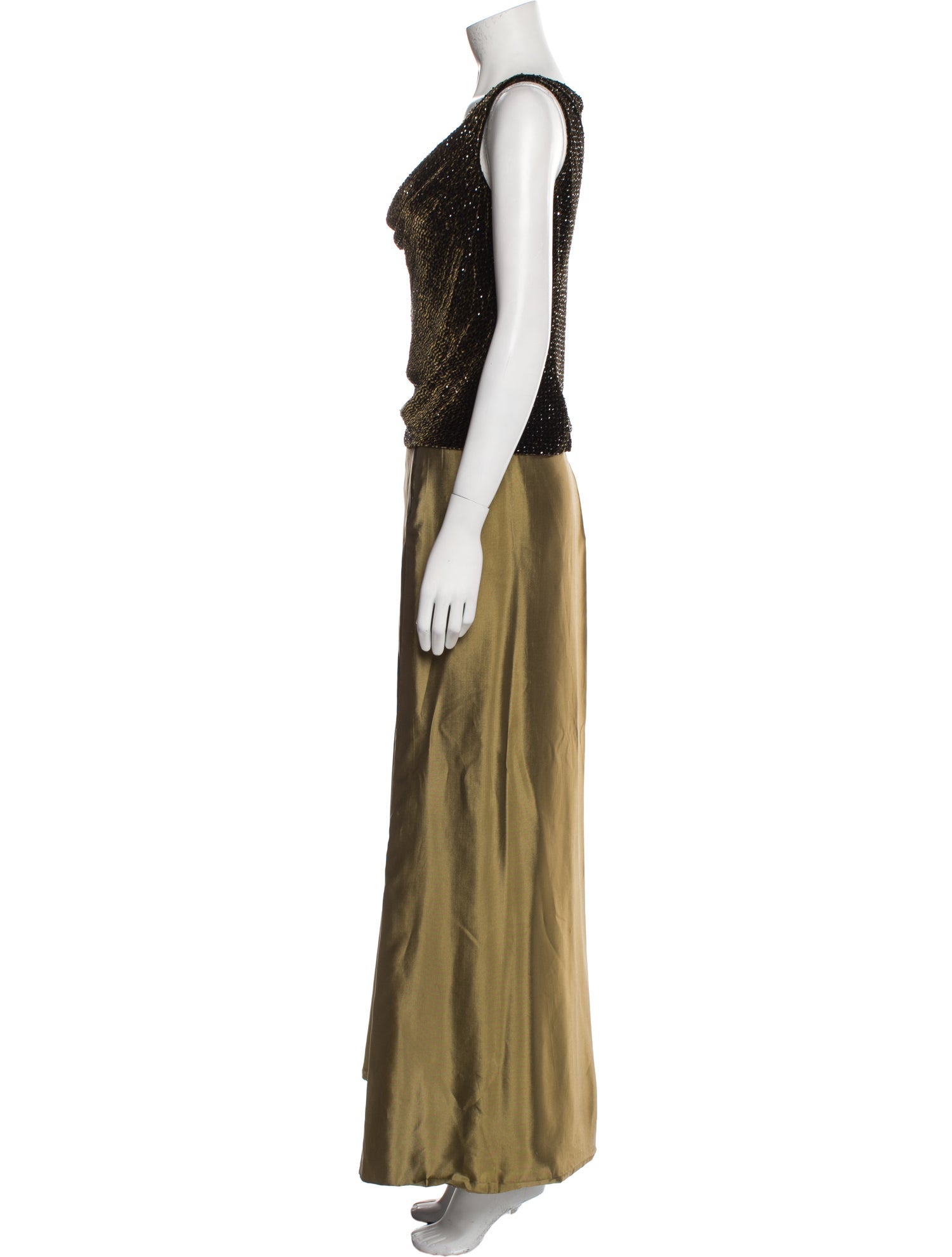 Carmen Marc Valvo Colorblock Pattern Beaded Accents Skirt Set