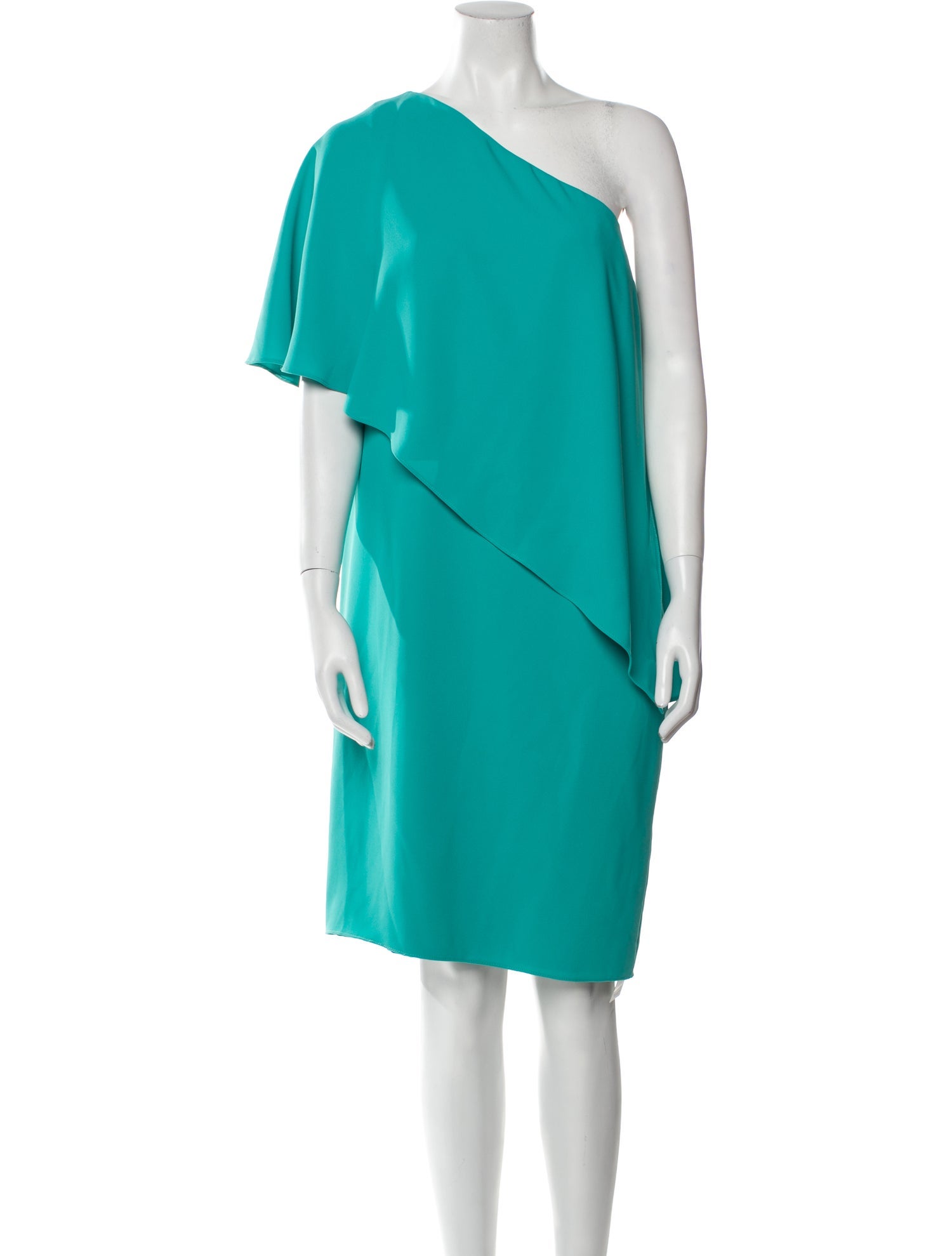 Carmen Marc Valvo One-Shoulder Midi Length Dress