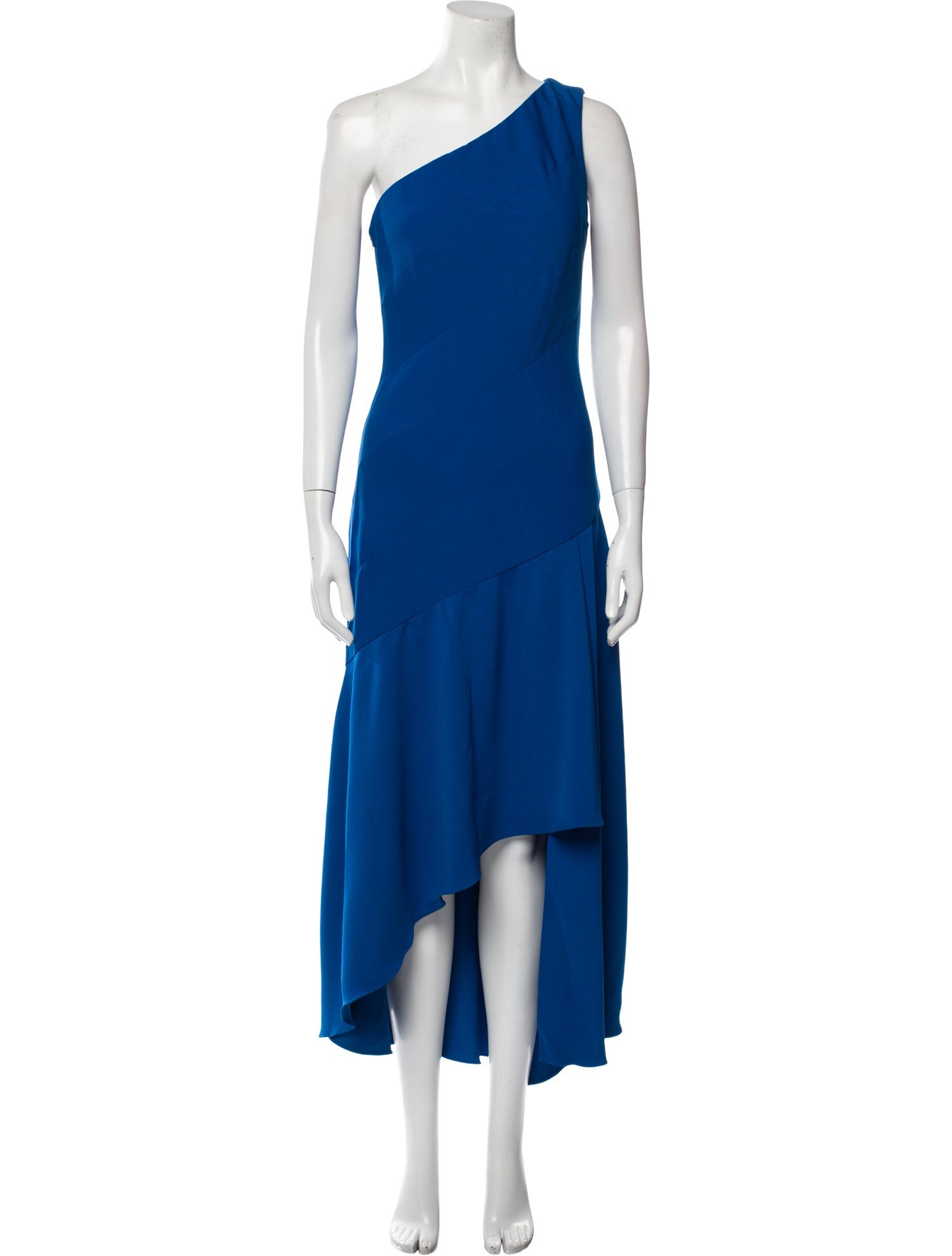 Carmen Marc Valvo One-Shoulder Midi Length Dress