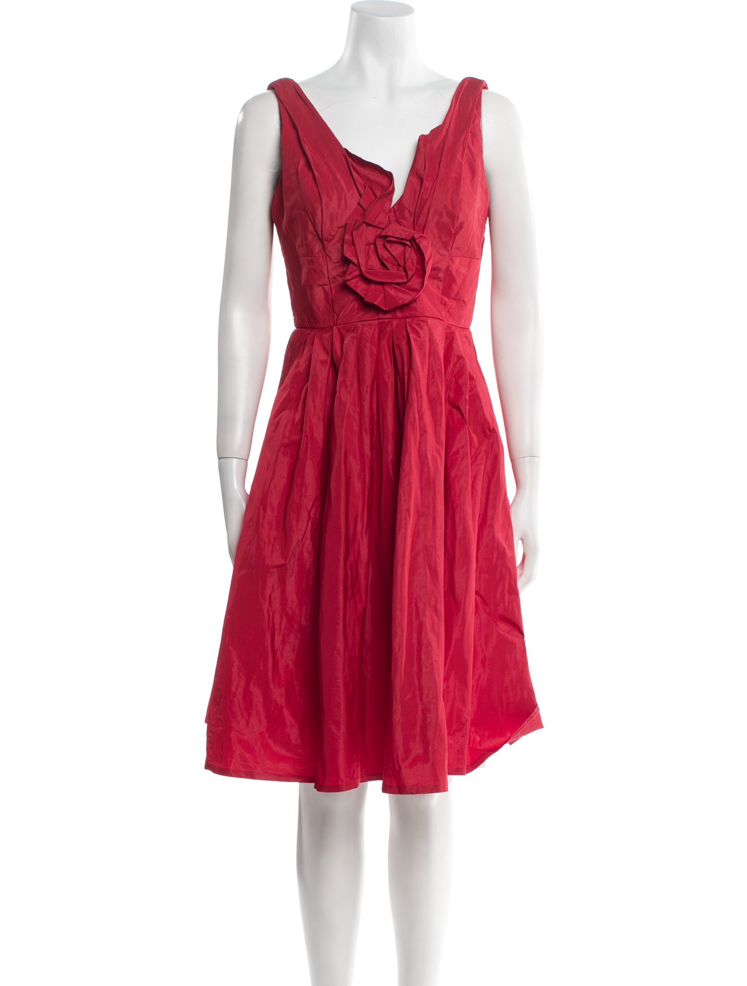Carmen Marc Valvo V-Neck Knee-Length Dress