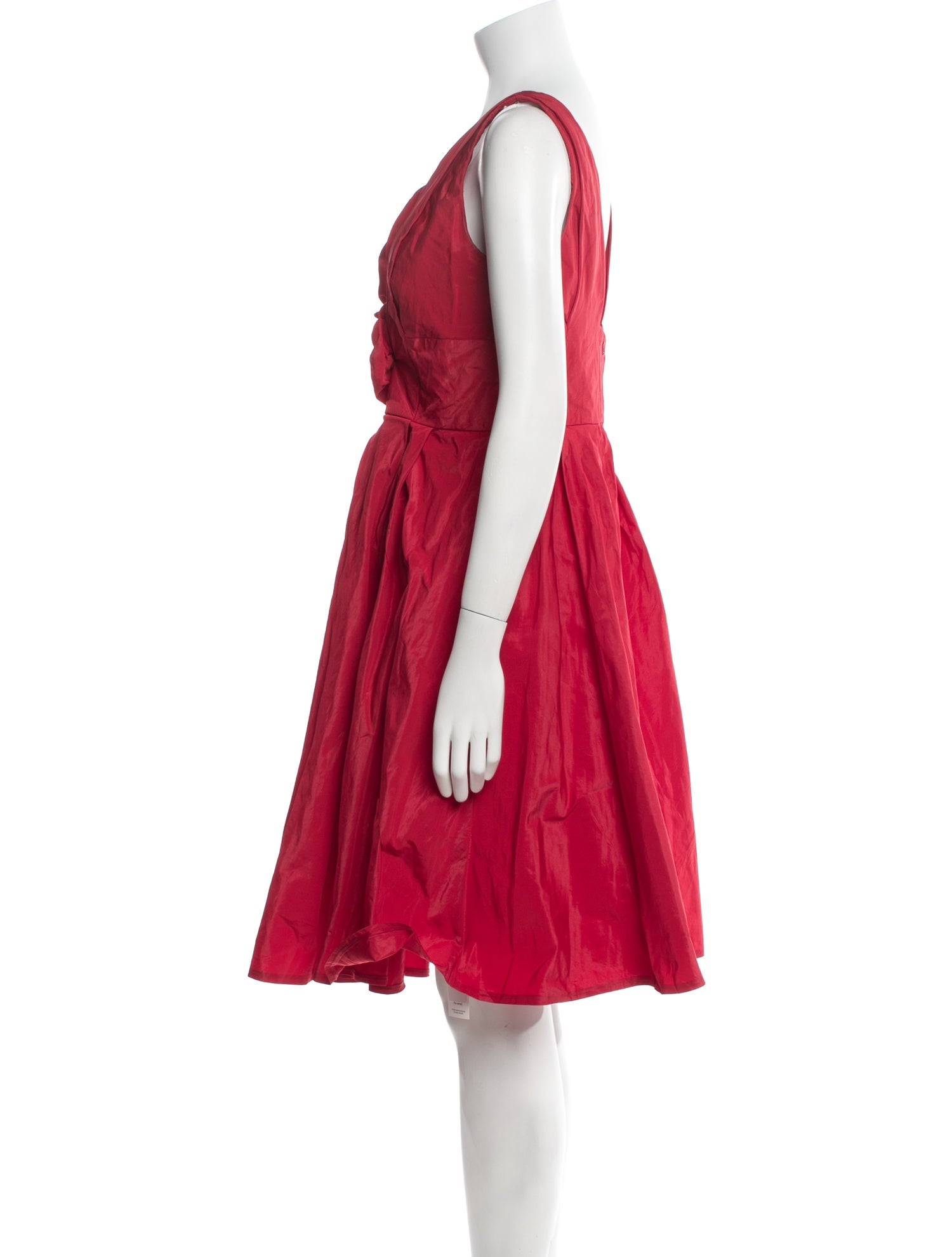 Carmen Marc Valvo V-Neck Knee-Length Dress