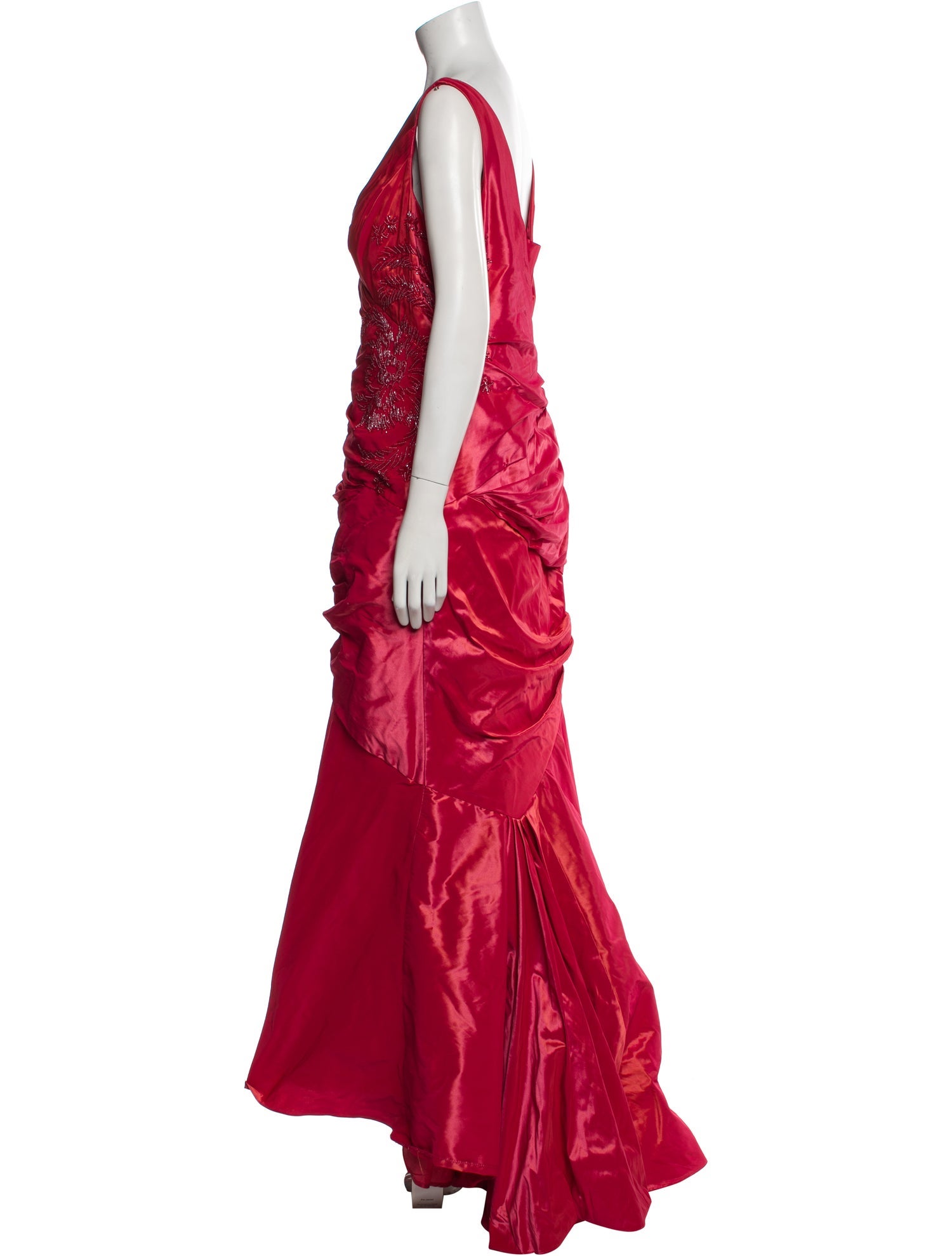 Carmen Marc Valvo V-Neck Long Dress