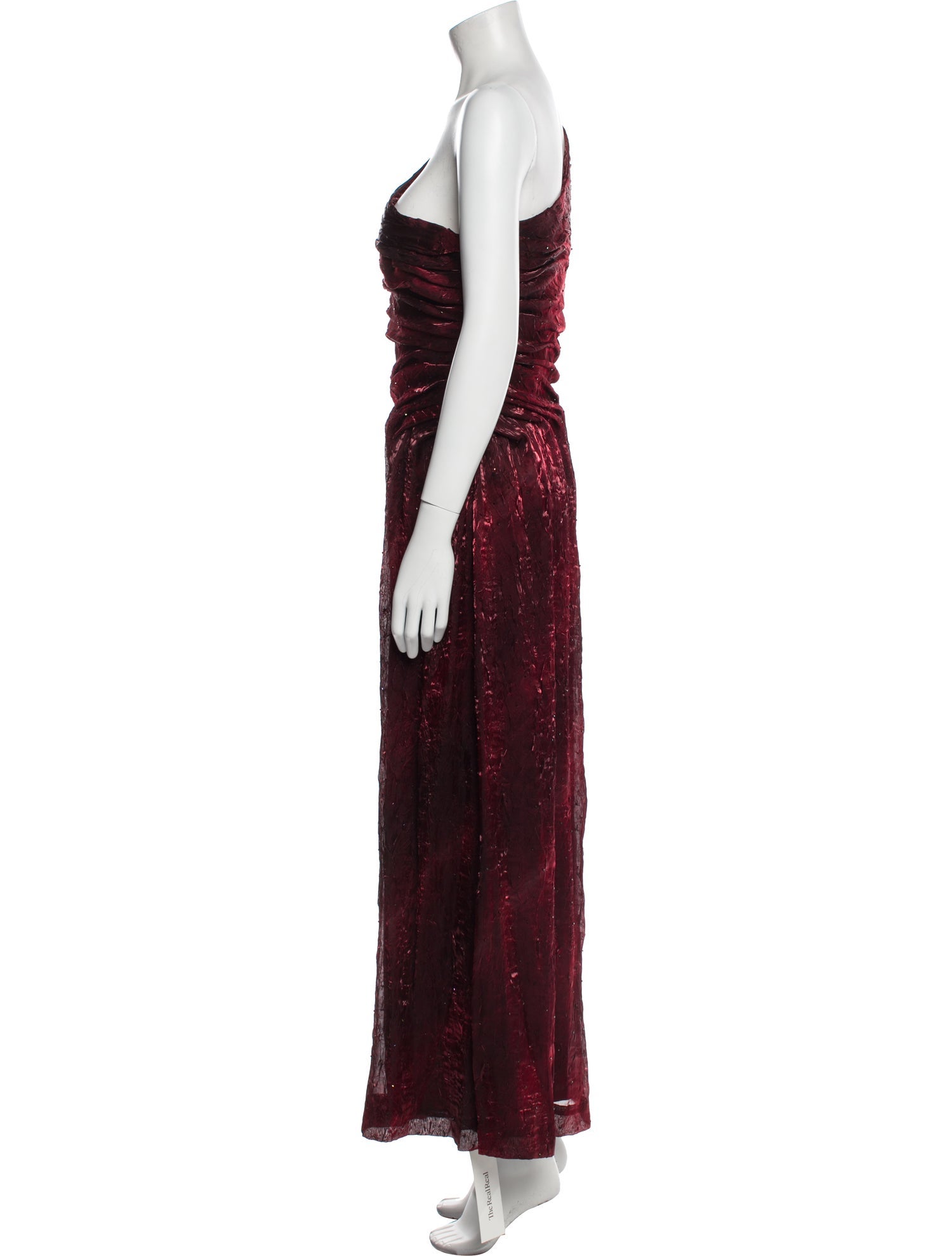Carmen Marc Valvo One-Shoulder Long Dress
