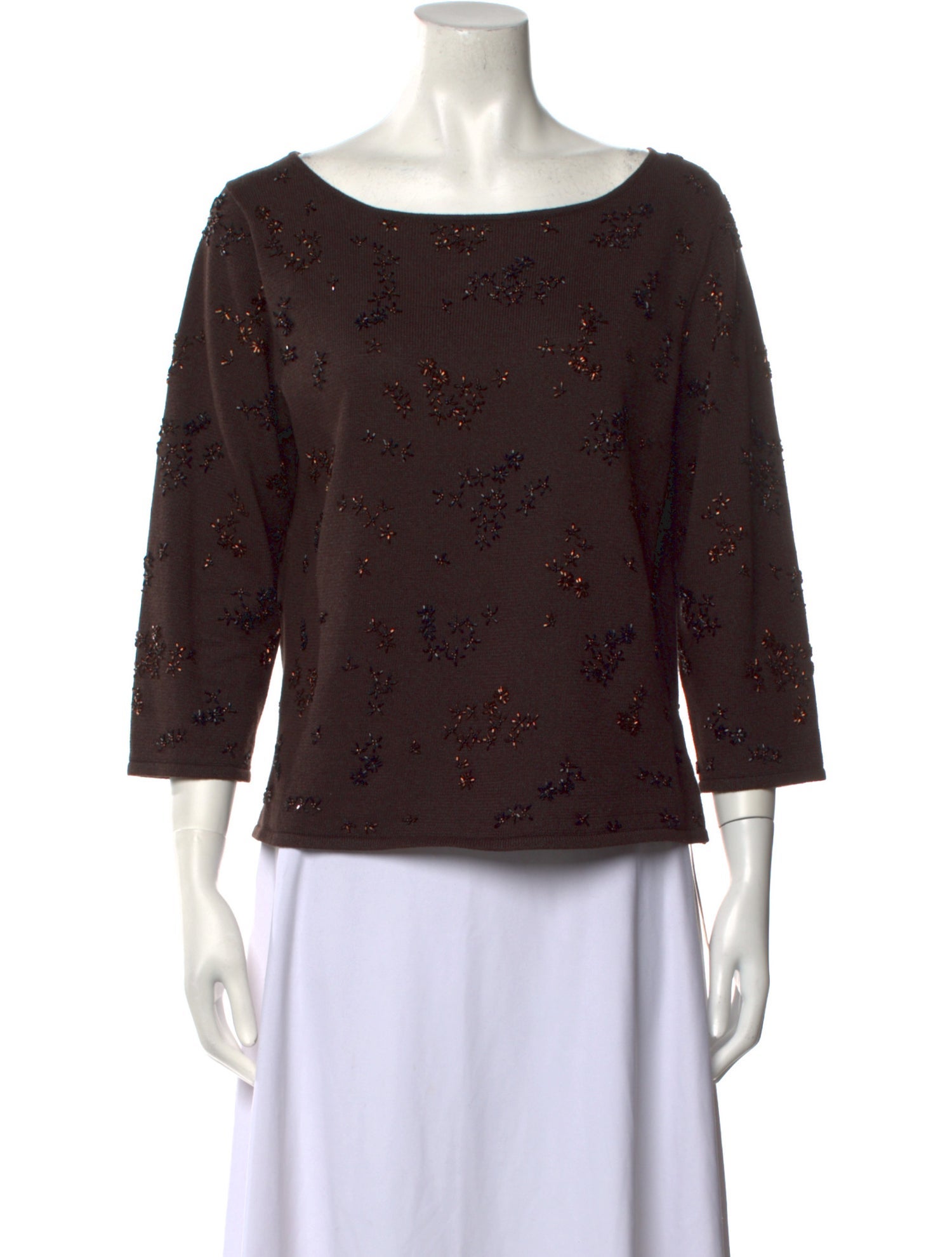 Carmen Marc Valvo Bateau Neckline Sweater