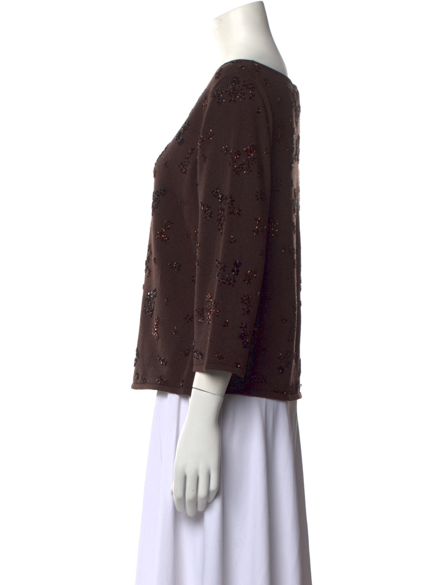 Carmen Marc Valvo Bateau Neckline Sweater