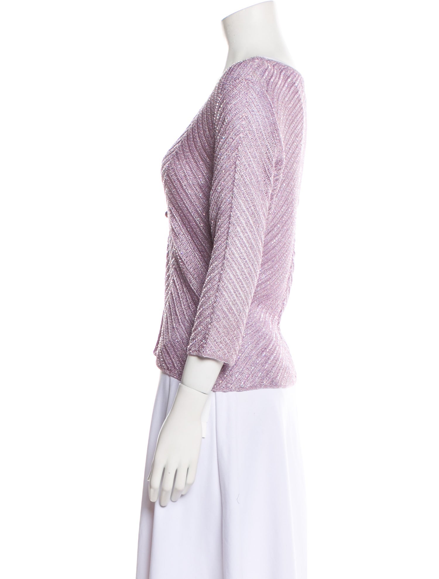 Carmen Marc Valvo Plunge Neckline Sweater