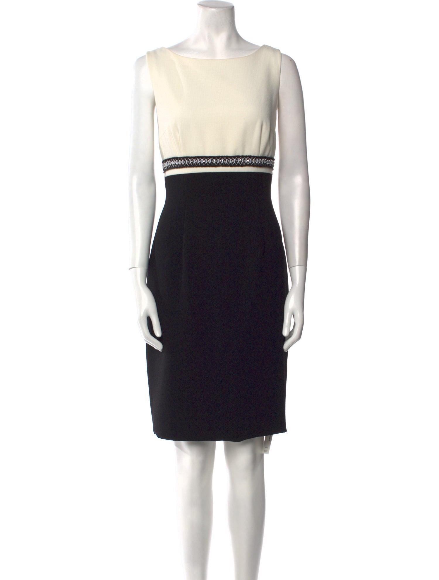 Carmen Marc Valvo Colorblock Pattern Knee-Length Dress
