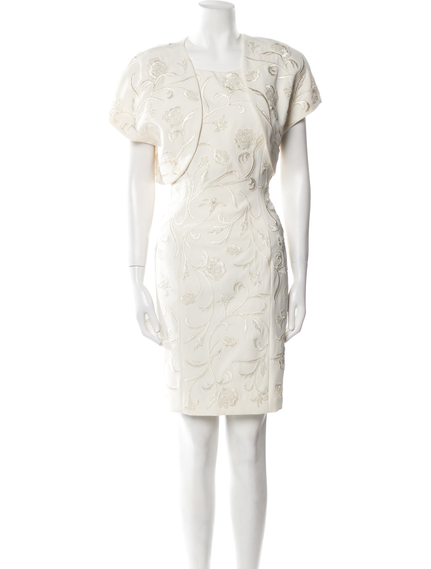 Carmen Marc Valvo Embroidered Accent Dress Set