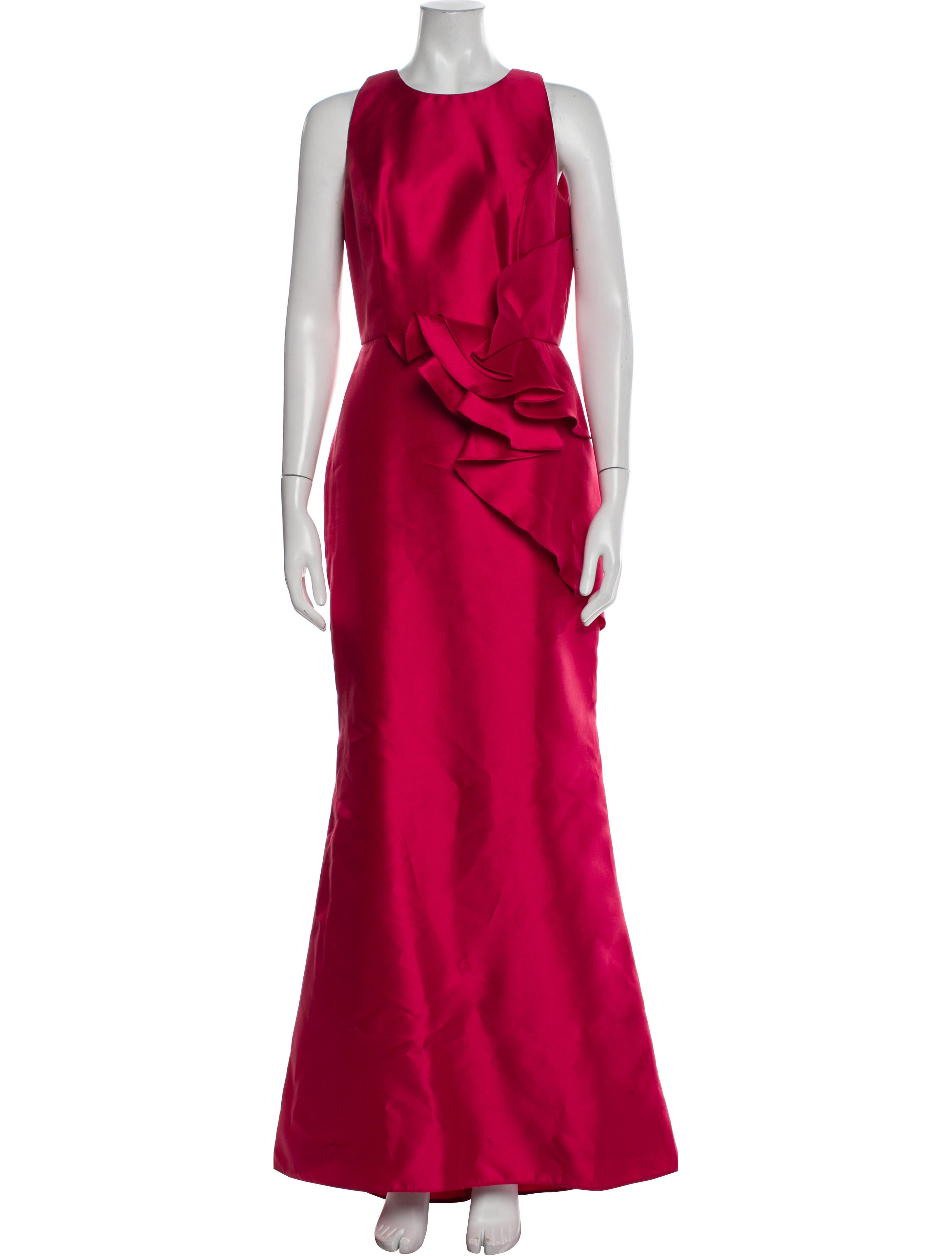 Carmen Marc Valvo Crew Neck Long Dress