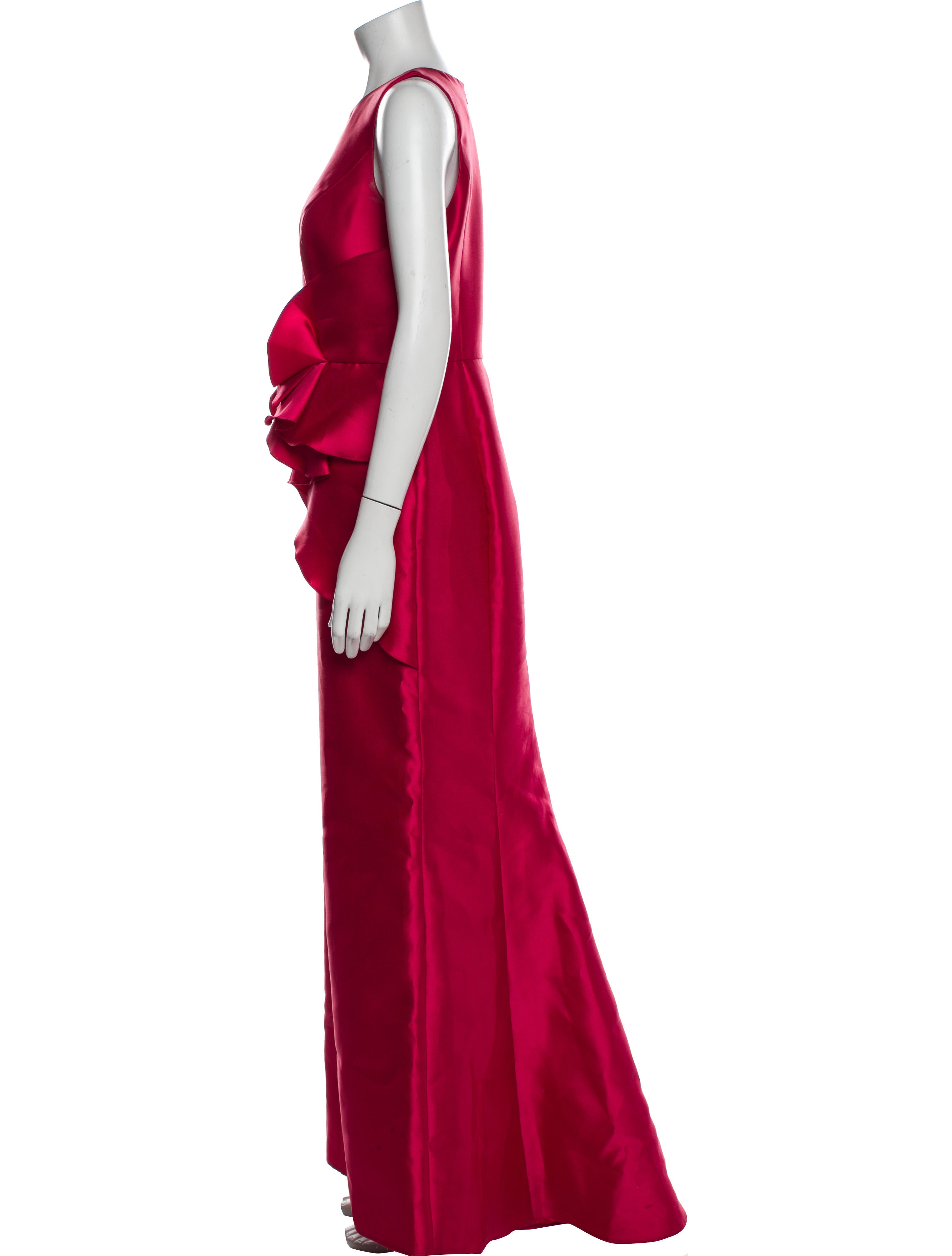 Carmen Marc Valvo Crew Neck Long Dress