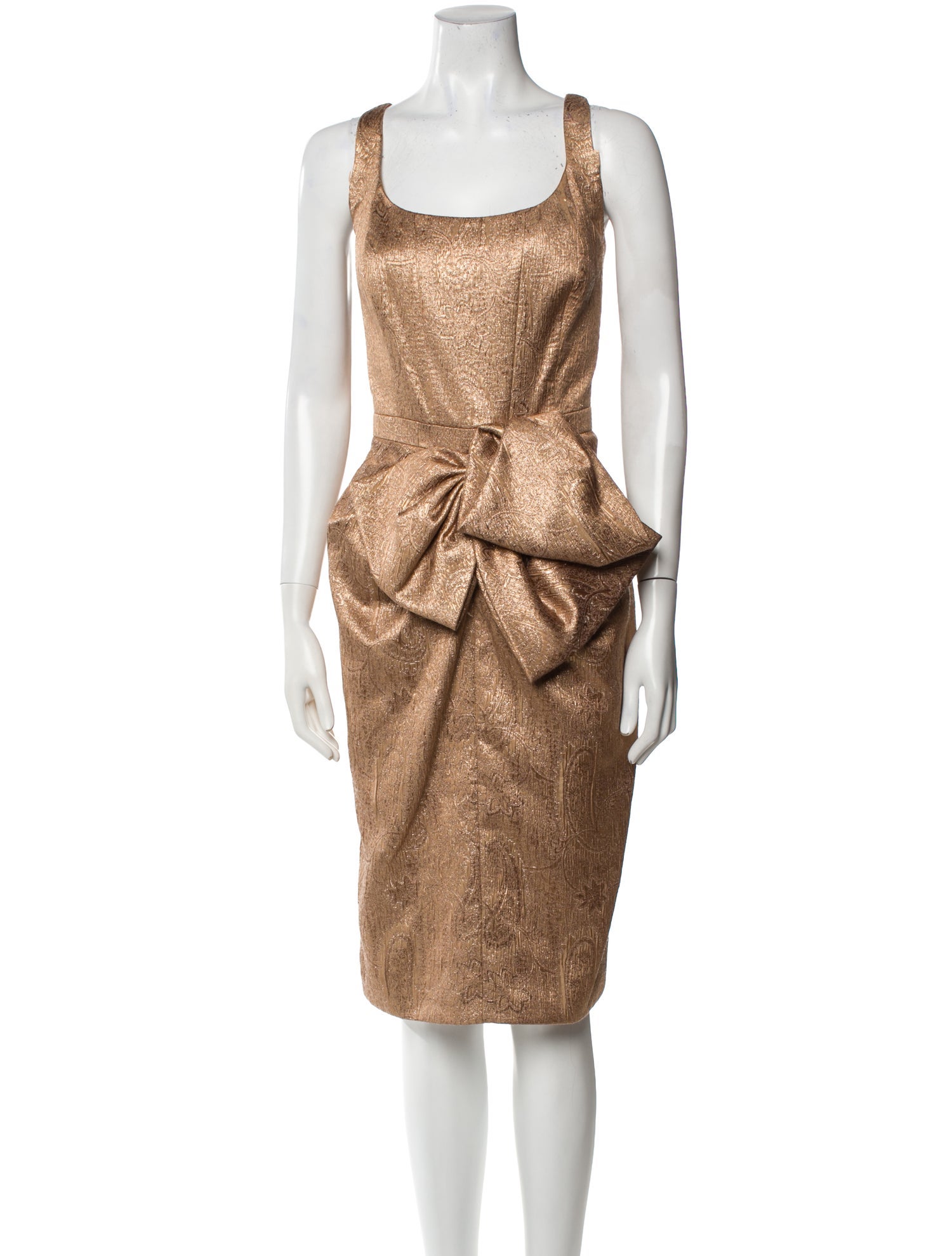 Carmen Marc Valvo Scoop Neck Midi Length Dress