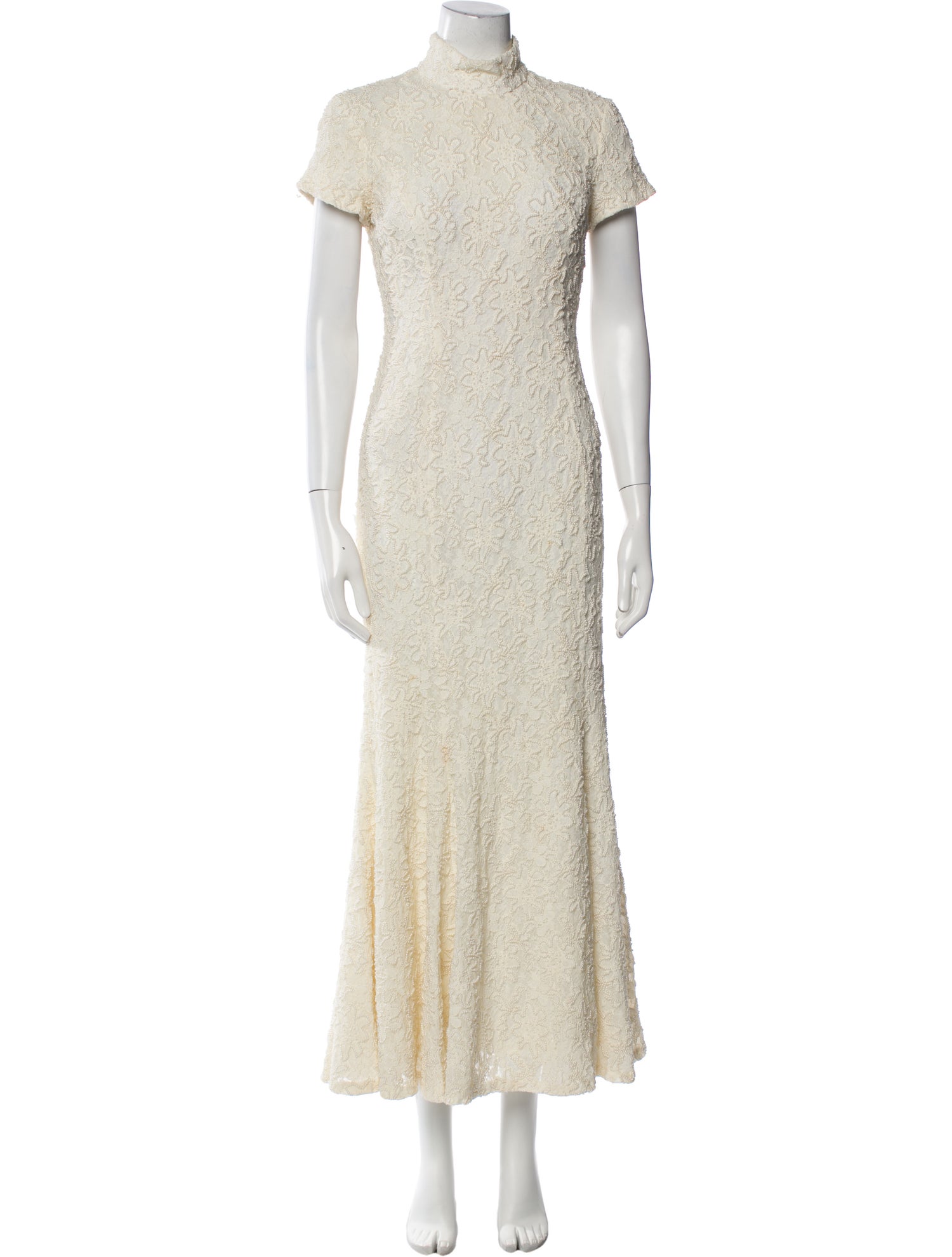 Carmen Marc Valvo Mock Neck Long Dress