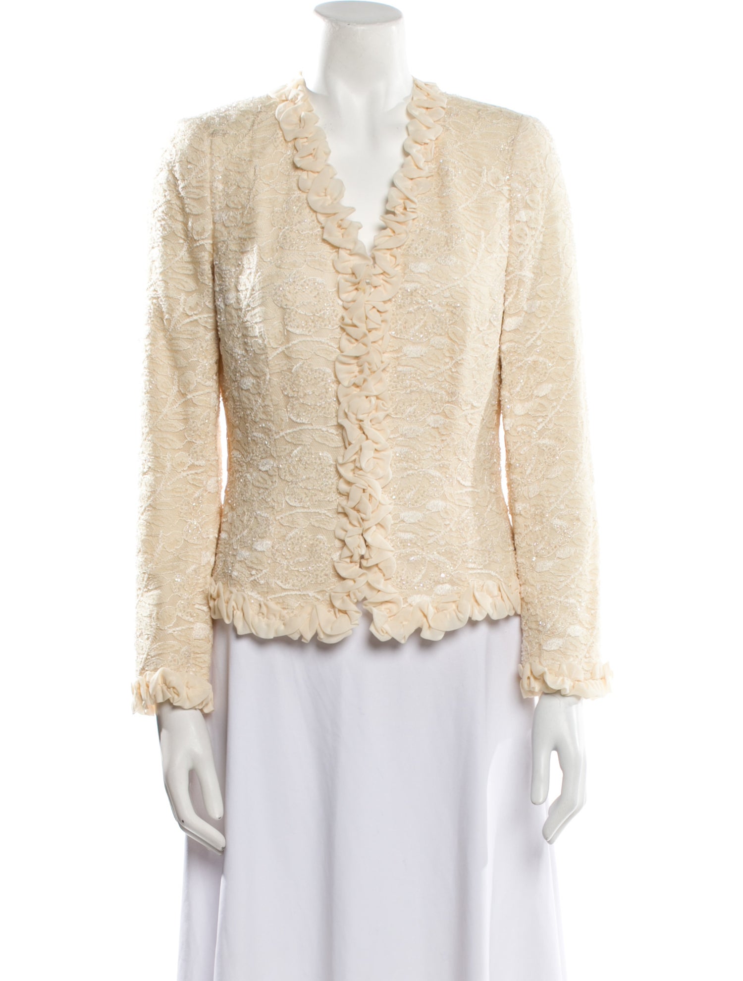 Carmen Marc Valvo Tweed Pattern Evening Jacket